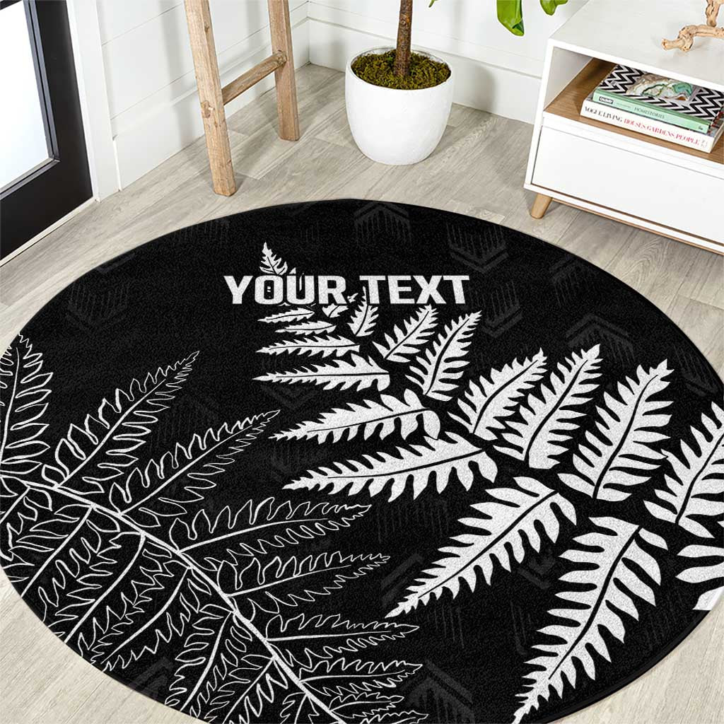 New Zealand Lawn Bowls Personalized Round Carpet Wrap-Around Silver Fern LT7 Black - Polynesian Pride