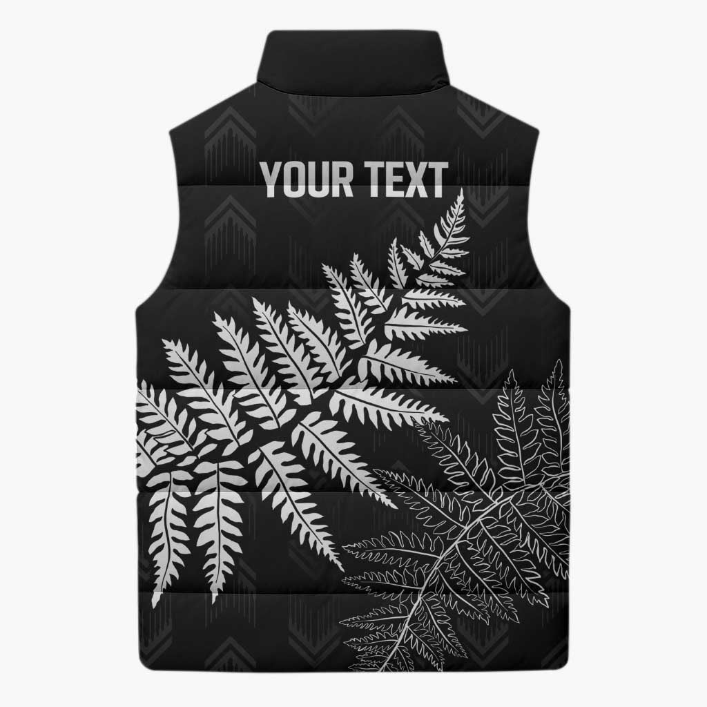 New Zealand Lawn Bowls Personalized Sleeveless Puffer Jacket Wrap-Around Silver Fern LT7 - Polynesian Pride