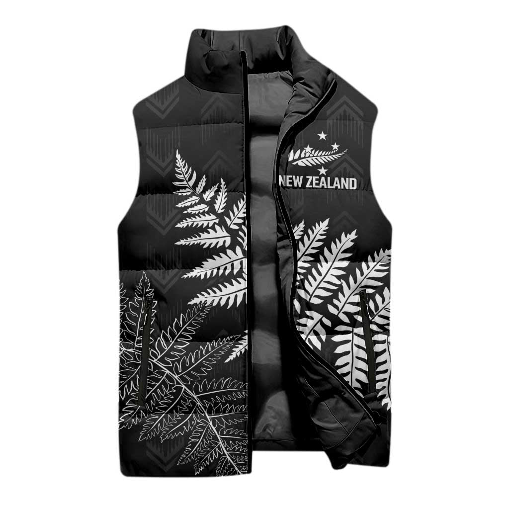 New Zealand Lawn Bowls Personalized Sleeveless Puffer Jacket Wrap-Around Silver Fern LT7 - Polynesian Pride