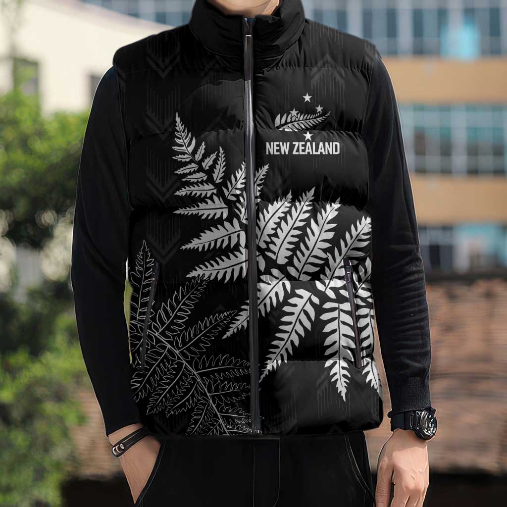New Zealand Lawn Bowls Personalized Sleeveless Puffer Jacket Wrap-Around Silver Fern LT7 - Polynesian Pride