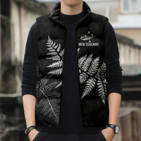 New Zealand Lawn Bowls Personalized Sleeveless Puffer Jacket Wrap-Around Silver Fern LT7 - Polynesian Pride