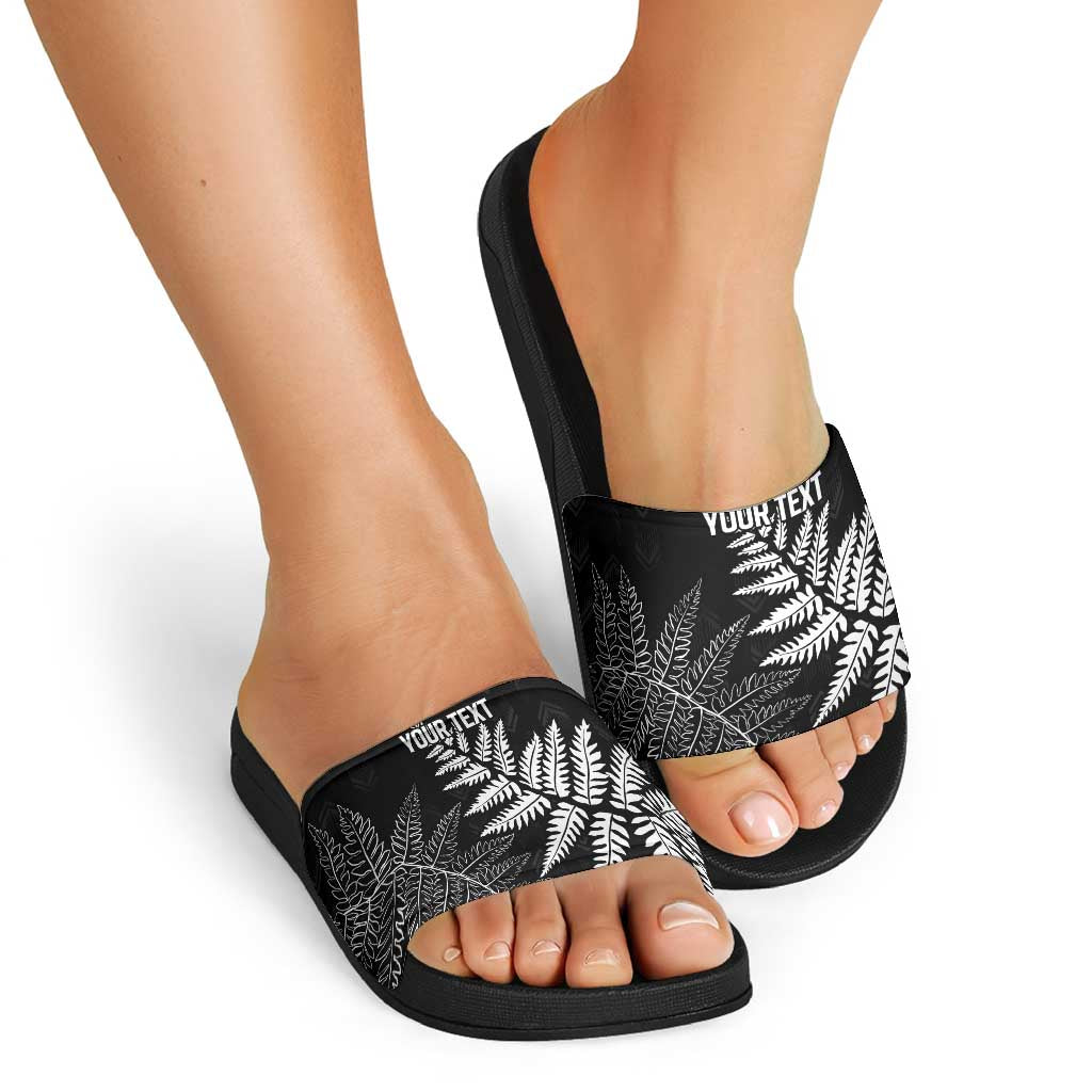 New Zealand Lawn Bowls Personalized Slide Sandals Wrap-Around Silver Fern LT7 - Polynesian Pride