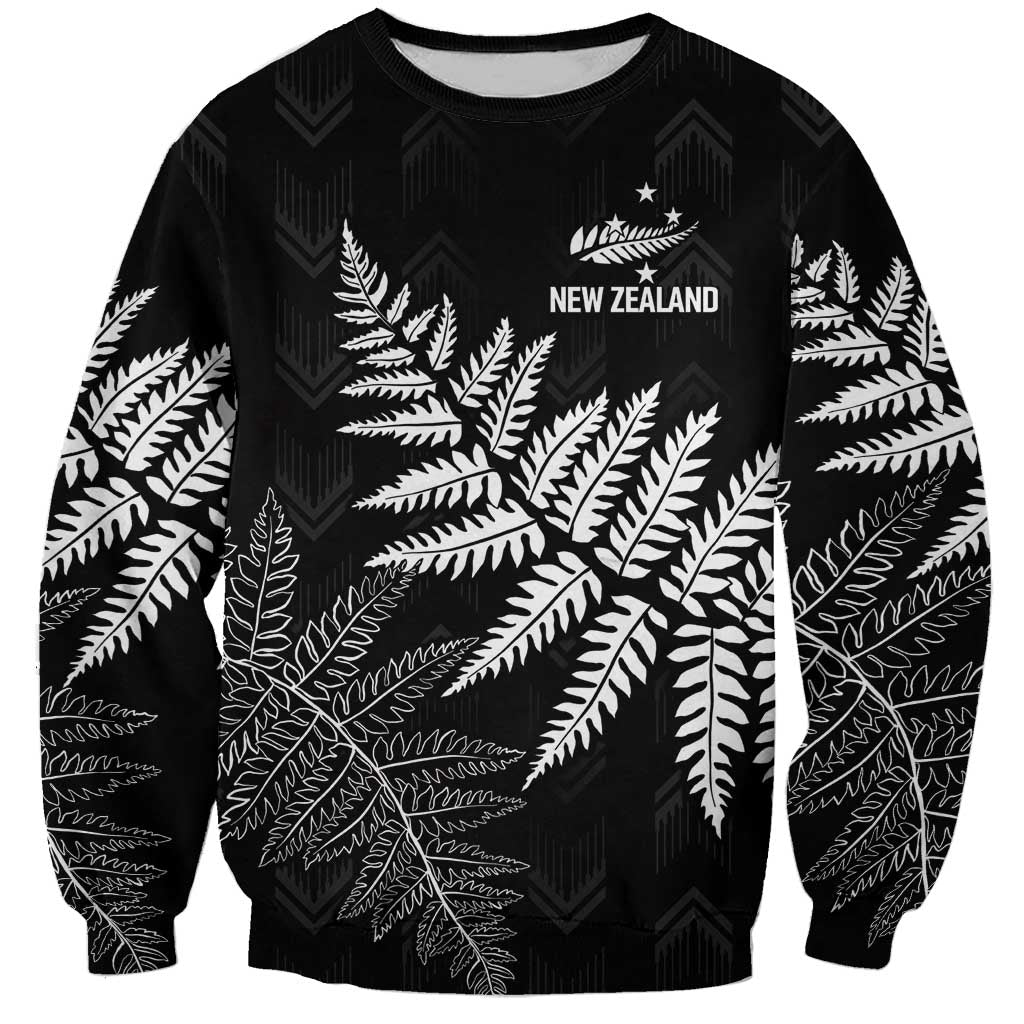 New Zealand Lawn Bowls Personalized Sweatshirt Wrap-Around Silver Fern LT7 Unisex Black - Polynesian Pride