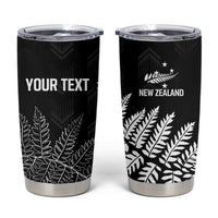 New Zealand Lawn Bowls Personalized Tumbler Cup Wrap-Around Silver Fern LT7 Black - Polynesian Pride