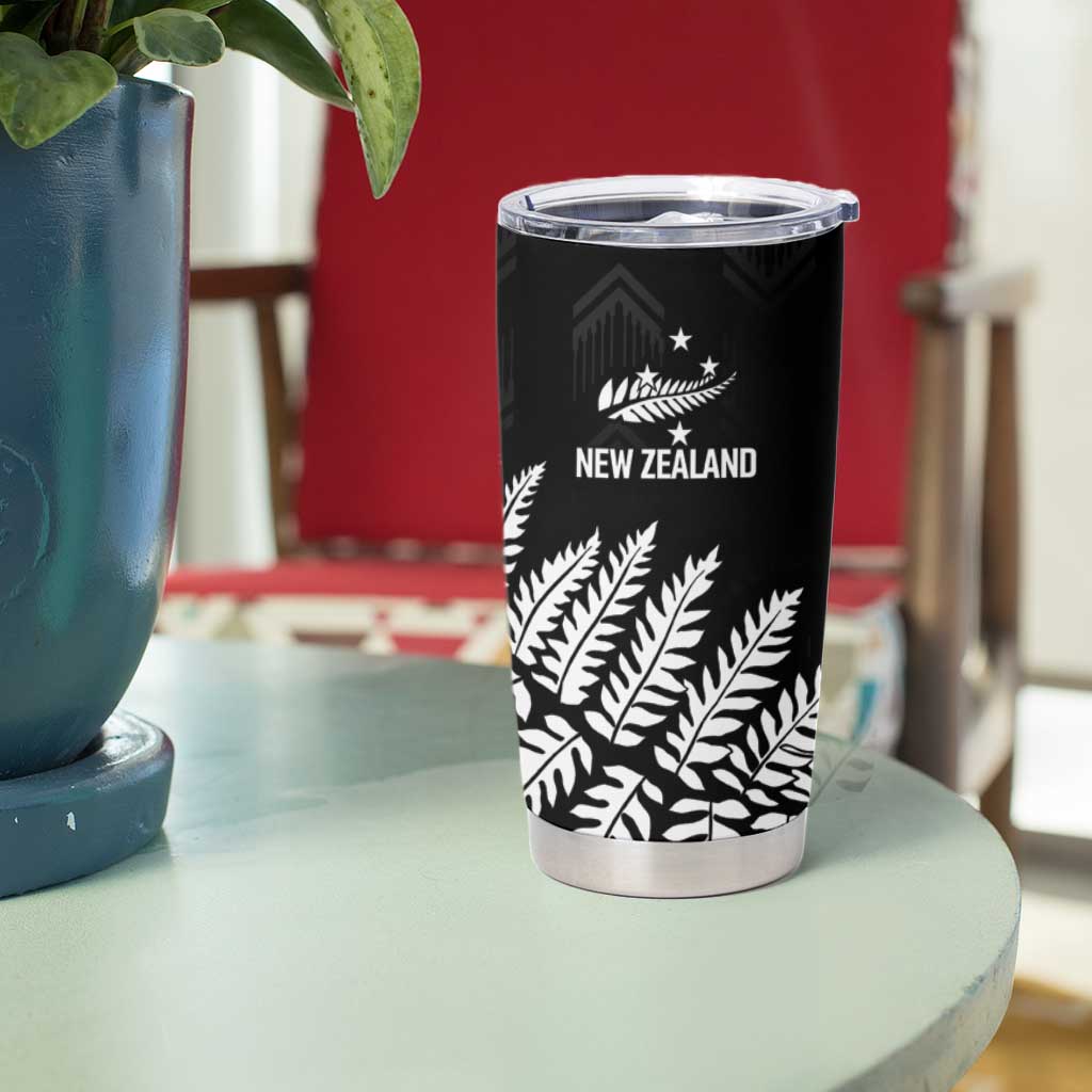 New Zealand Lawn Bowls Personalized Tumbler Cup Wrap-Around Silver Fern LT7 - Polynesian Pride