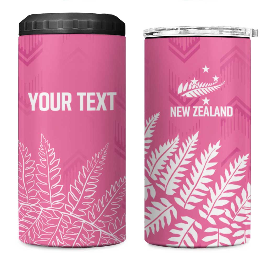 New Zealand Lawn Bowls Breast Cancer Personalized 4 in 1 Can Cooler Tumbler Wrap-Around Silver Fern LT7 One Size: 16 oz Pink - Polynesian Pride