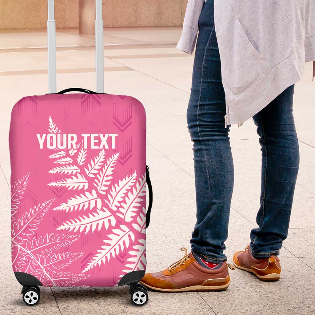 New Zealand Lawn Bowls Breast Cancer Personalized Luggage Cover Wrap-Around Silver Fern LT7 Pink - Polynesian Pride
