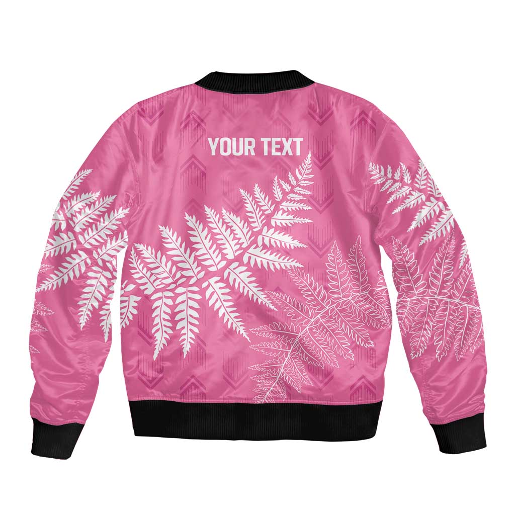 New Zealand Lawn Bowls Breast Cancer Personalized Sleeve Zip Bomber Jacket Wrap-Around Silver Fern LT7 - Polynesian Pride
