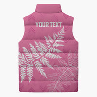 New Zealand Lawn Bowls Breast Cancer Personalized Sleeveless Puffer Jacket Wrap-Around Silver Fern LT7 - Polynesian Pride