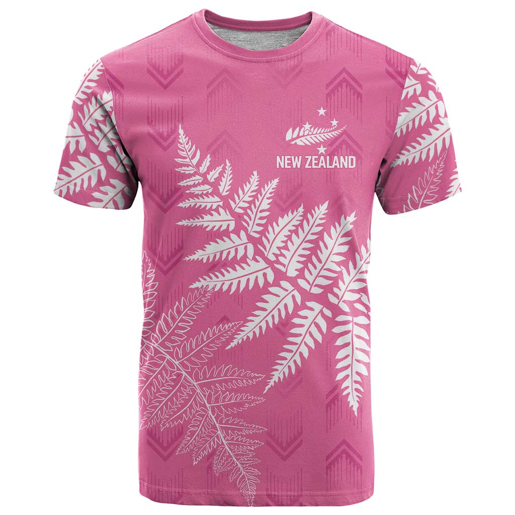 New Zealand Lawn Bowls Breast Cancer Personalized T Shirt Wrap-Around Silver Fern LT7 Pink - Polynesian Pride