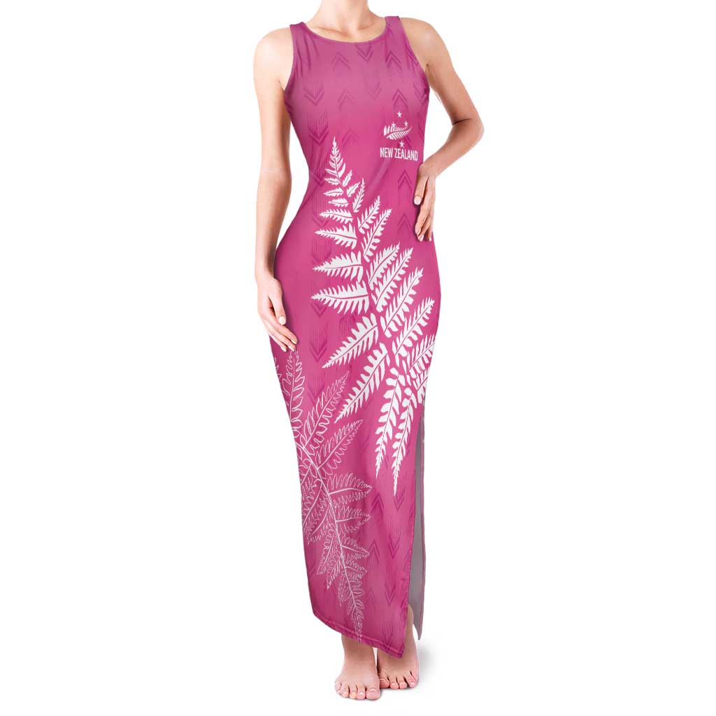 New Zealand Lawn Bowls Breast Cancer Personalized Tank Maxi Dress Wrap-Around Silver Fern LT7 Women Pink - Polynesian Pride