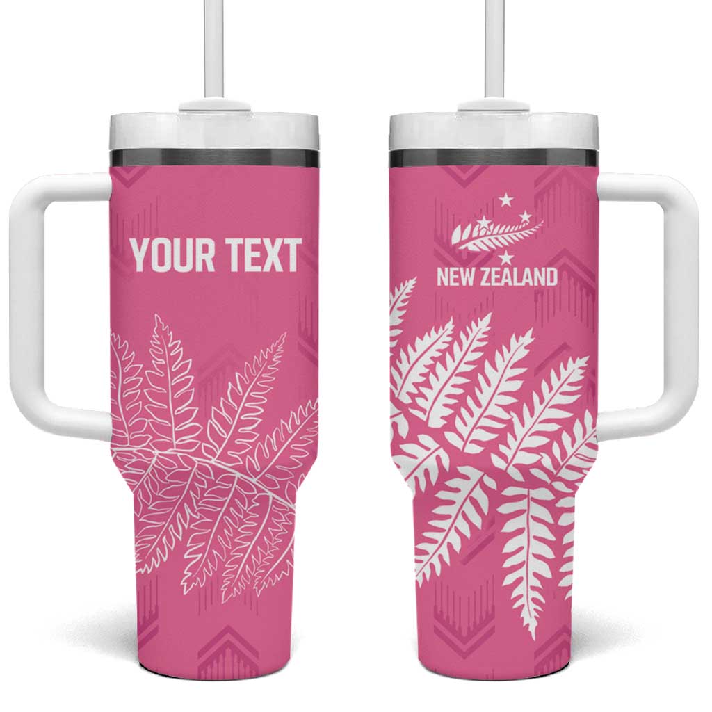 New Zealand Lawn Bowls Breast Cancer Personalized Tumbler With Handle Wrap-Around Silver Fern LT7 One Size: 40 oz Pink - Polynesian Pride