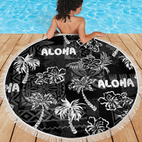 Aloha Vintage Quilt Beach Blanket Hawaiian Seamless - Black LT7 - Polynesian Pride