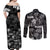 Aloha Vintage Quilt Couples Matching Off Shoulder Maxi Dress and Long Sleeve Button Shirt Hawaiian Seamless - Black LT7 - Polynesian Pride