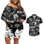 Aloha Vintage Quilt Couples Matching Off Shoulder Short Dress and Hawaiian Shirt Hawaiian Seamless - Black LT7 Black - Polynesian Pride