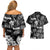 Aloha Vintage Quilt Couples Matching Off Shoulder Short Dress and Hawaiian Shirt Hawaiian Seamless - Black LT7 - Polynesian Pride