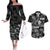 Aloha Vintage Quilt Couples Matching Off The Shoulder Long Sleeve Dress and Hawaiian Shirt Hawaiian Seamless - Black LT7 Black - Polynesian Pride