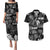 Aloha Vintage Quilt Couples Matching Puletasi Dress and Hawaiian Shirt Hawaiian Seamless - Black LT7 Black - Polynesian Pride