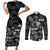 Aloha Vintage Quilt Couples Matching Short Sleeve Bodycon Dress and Long Sleeve Button Shirt Hawaiian Seamless - Black LT7 Black - Polynesian Pride