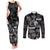 Aloha Vintage Quilt Couples Matching Tank Maxi Dress and Long Sleeve Button Shirt Hawaiian Seamless - Black LT7 Black - Polynesian Pride