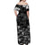 Aloha Vintage Quilt Off Shoulder Maxi Dress Hawaiian Seamless - Black LT7 - Polynesian Pride