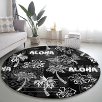 Aloha Vintage Quilt Round Carpet Hawaiian Seamless - Black LT7 - Polynesian Pride