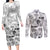 Aloha Vintage Quilt Couples Matching Long Sleeve Bodycon Dress and Long Sleeve Button Shirt Hawaiian Seamless - White LT7 White - Polynesian Pride