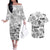 Aloha Vintage Quilt Couples Matching Off The Shoulder Long Sleeve Dress and Hawaiian Shirt Hawaiian Seamless - White LT7 White - Polynesian Pride