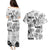 Aloha Vintage Quilt Couples Matching Puletasi Dress and Hawaiian Shirt Hawaiian Seamless - White LT7 - Polynesian Pride