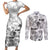 Aloha Vintage Quilt Couples Matching Short Sleeve Bodycon Dress and Long Sleeve Button Shirt Hawaiian Seamless - White LT7 White - Polynesian Pride