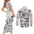 Aloha Vintage Quilt Couples Matching Short Sleeve Bodycon Dress and Long Sleeve Button Shirt Hawaiian Seamless - White LT7 - Polynesian Pride