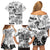 Aloha Vintage Quilt Family Matching Off Shoulder Short Dress and Hawaiian Shirt Hawaiian Seamless - White LT7 - Polynesian Pride