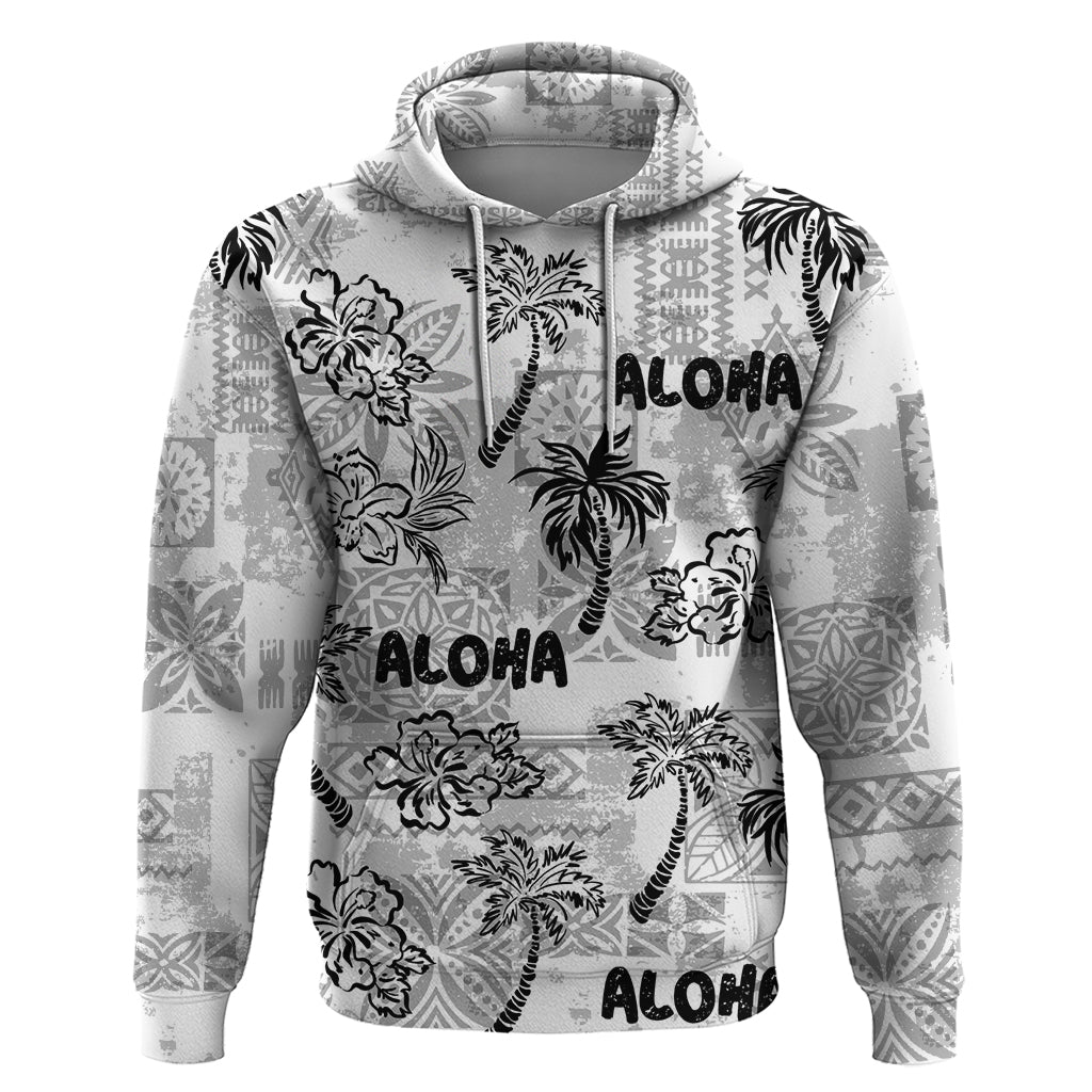 Aloha Vintage Quilt Hoodie Hawaiian Seamless - White LT7 Pullover Hoodie White - Polynesian Pride