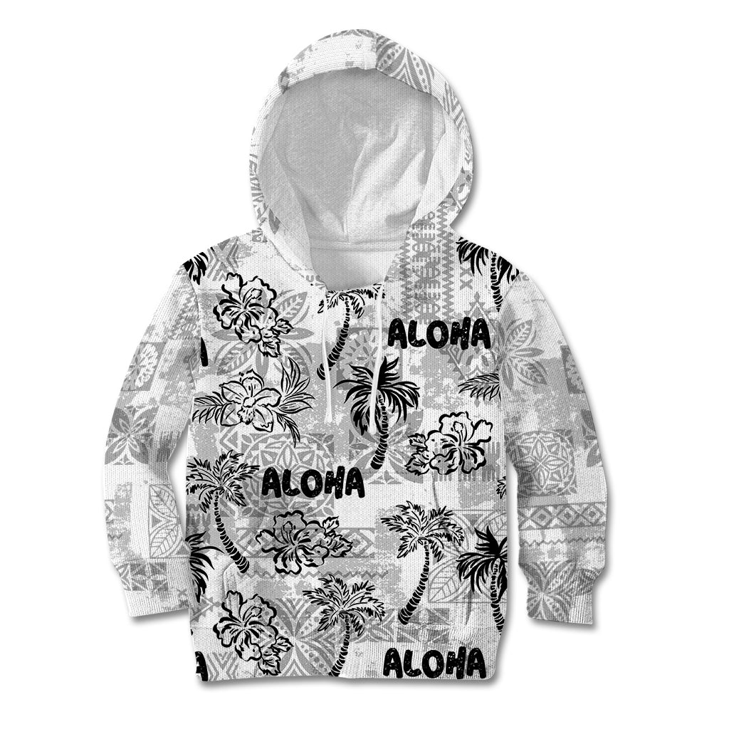 Aloha Vintage Quilt Kid Hoodie Hawaiian Seamless - White LT7 Hoodie White - Polynesian Pride