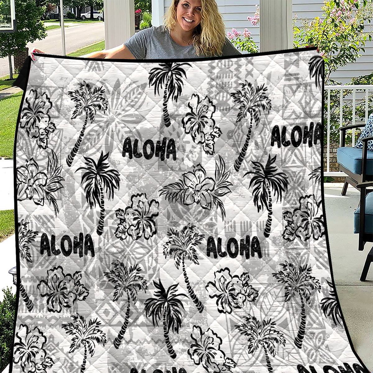 Aloha Vintage Quilt Quilt Hawaiian Seamless - White LT7 White - Polynesian Pride