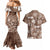 Aloha Vintage Quilt Couples Matching Mermaid Dress and Hawaiian Shirt Hawaiian Seamless - Brown LT7 - Polynesian Pride