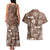 Aloha Vintage Quilt Couples Matching Tank Maxi Dress and Hawaiian Shirt Hawaiian Seamless - Brown LT7 - Polynesian Pride