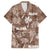 Aloha Vintage Quilt Family Matching Off Shoulder Short Dress and Hawaiian Shirt Hawaiian Seamless - Brown LT7 Dad's Shirt - Short Sleeve Brown - Polynesian Pride