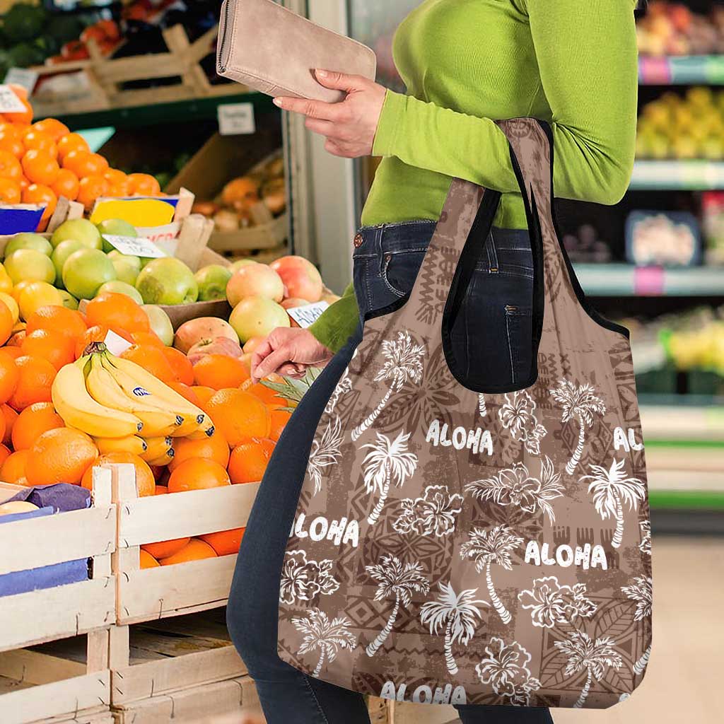 Aloha Vintage Quilt Grocery Bag Hawaiian Seamless - Brown LT7 - Polynesian Pride