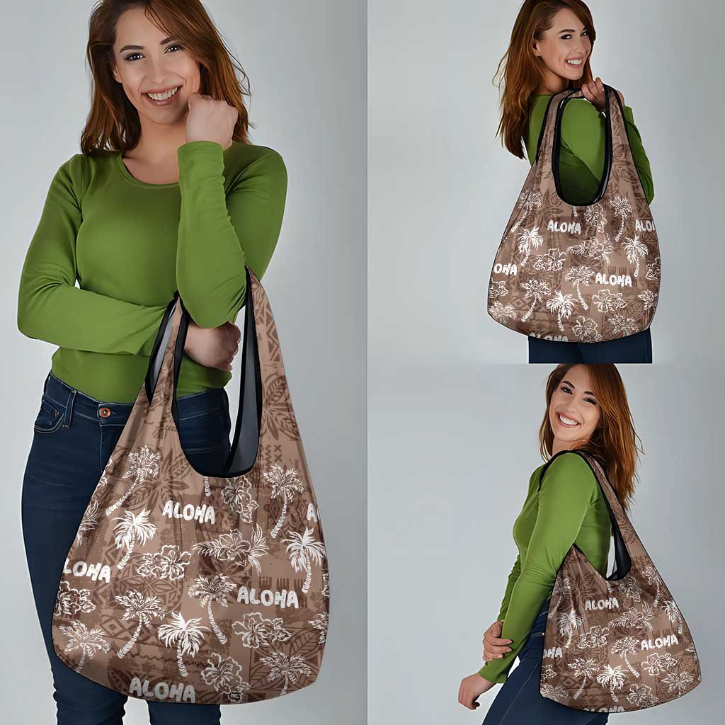 Aloha Vintage Quilt Grocery Bag Hawaiian Seamless - Brown LT7 - Polynesian Pride