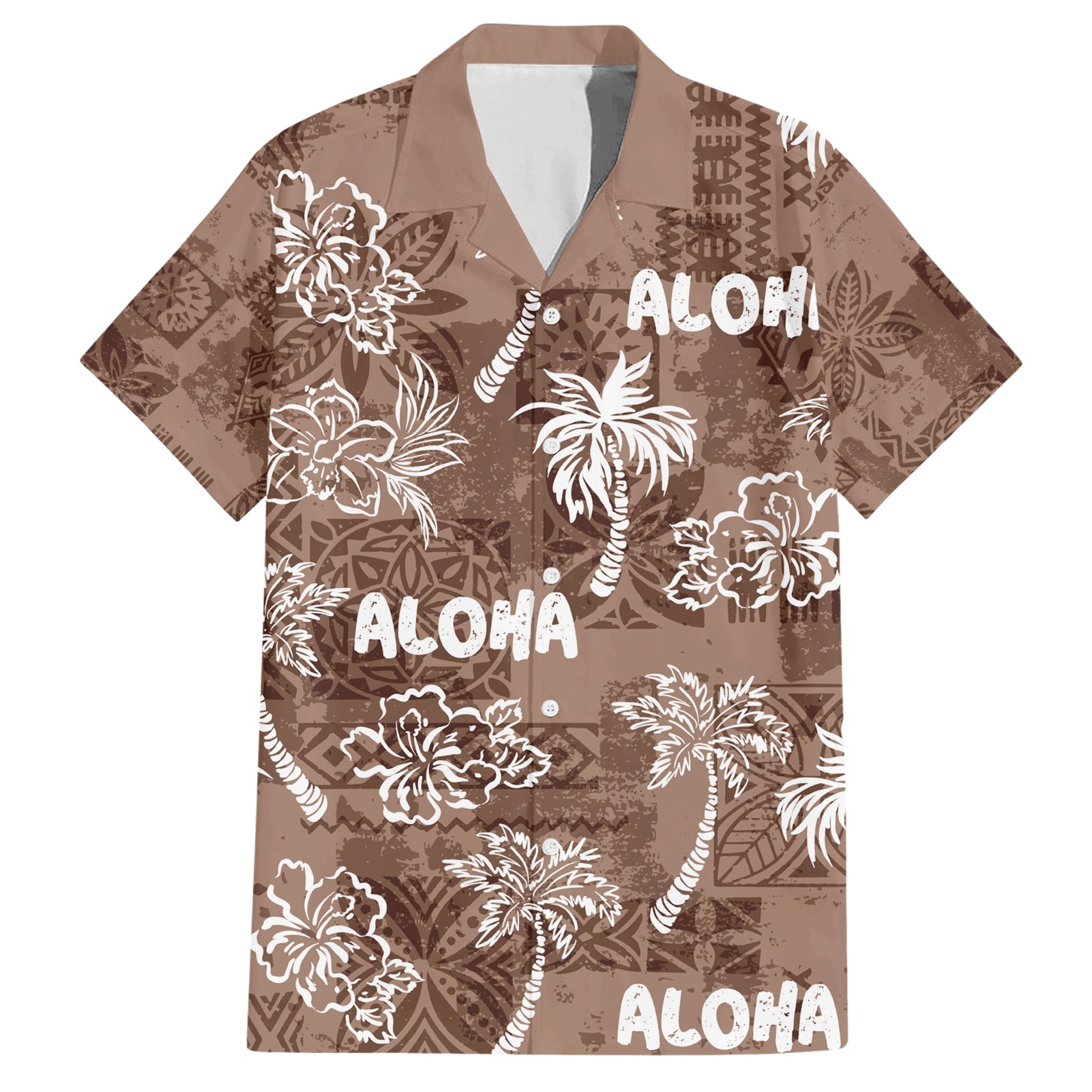 Aloha Vintage Quilt Hawaiian Shirt Hawaiian Seamless - Brown LT7 Brown - Polynesian Pride