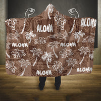 Aloha Vintage Quilt Hooded Blanket Hawaiian Seamless - Brown LT7 One Size Brown - Polynesian Pride