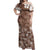 Aloha Vintage Quilt Off Shoulder Maxi Dress Hawaiian Seamless - Brown LT7 Women Brown - Polynesian Pride