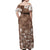 Aloha Vintage Quilt Off Shoulder Maxi Dress Hawaiian Seamless - Brown LT7 - Polynesian Pride