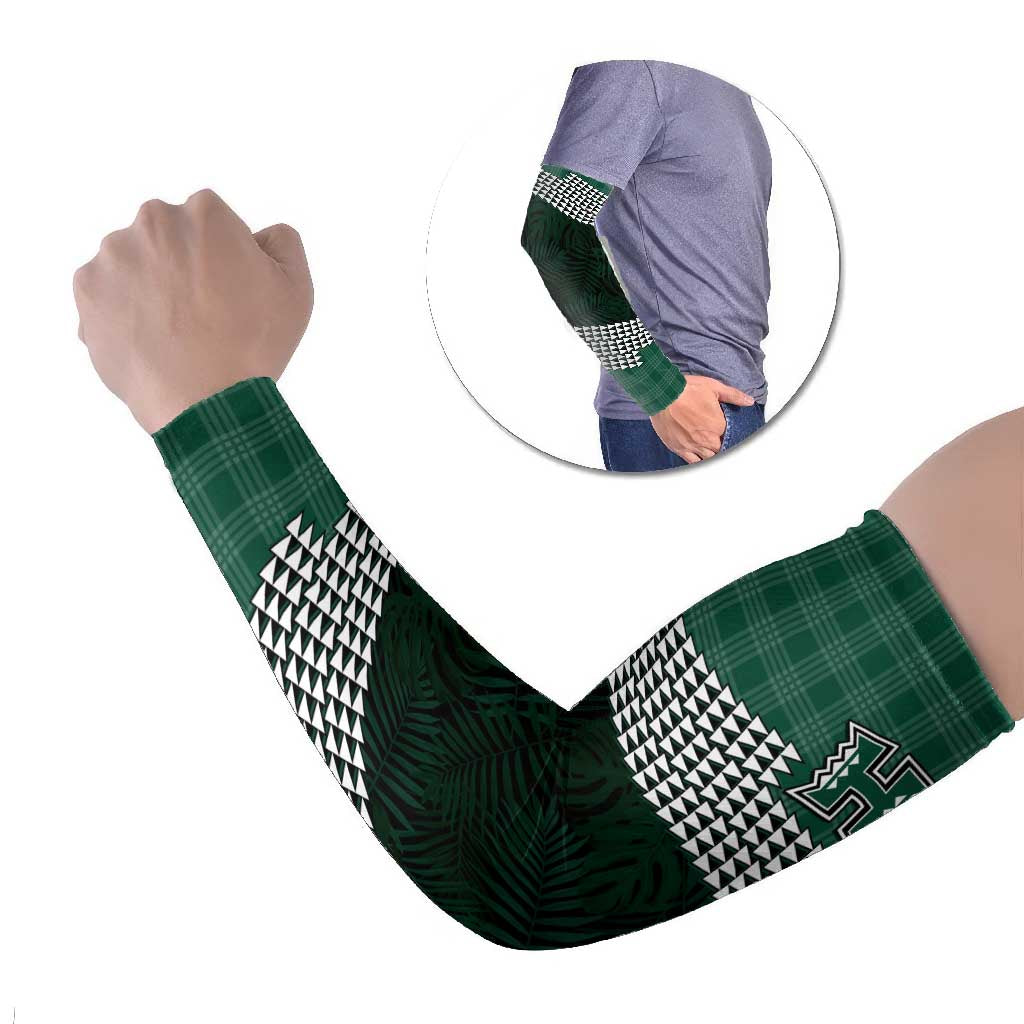 Rainbow Warriors Hawaii Personalized Palaka Arm Sleeves LT7 Set of 2 Green - Polynesian Pride