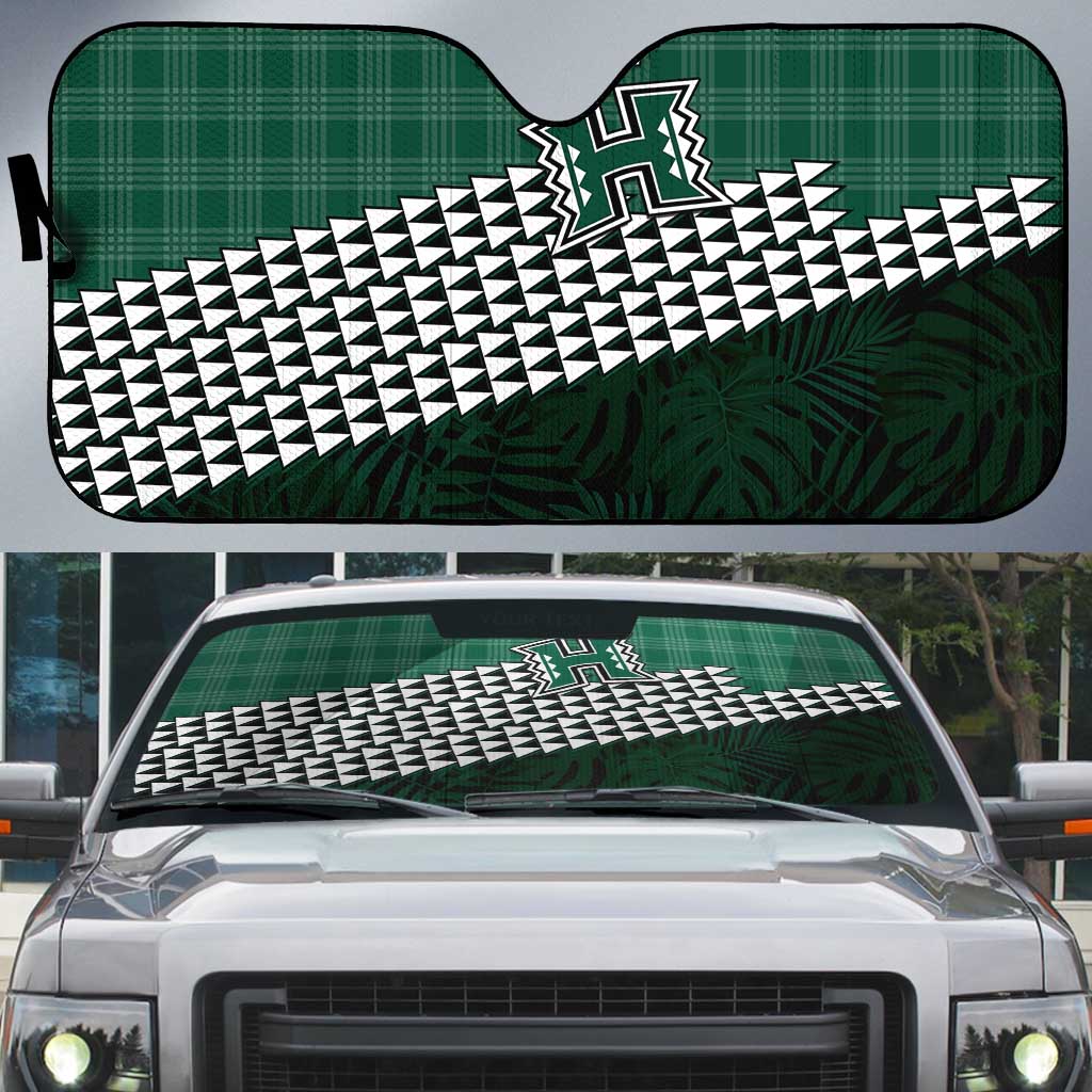 Rainbow Warriors Hawaii Personalized Palaka Auto Sun Shade LT7 Green - Polynesian Pride