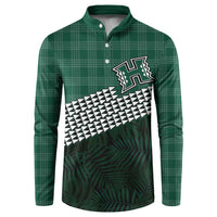Rainbow Warriors Hawaii Personalized Palaka Button Sweatshirt LT7 Green - Polynesian Pride