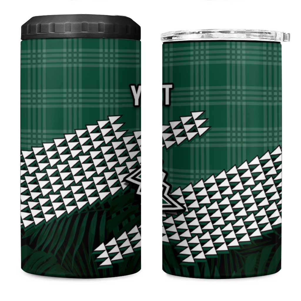 Rainbow Warriors Hawaii Personalized Palaka 4 in 1 Can Cooler Tumbler LT7 One Size: 16 oz Green - Polynesian Pride