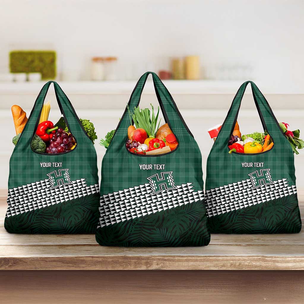 Rainbow Warriors Hawaii Personalized Palaka Grocery Bag LT7 3-pack One Size Green - Polynesian Pride