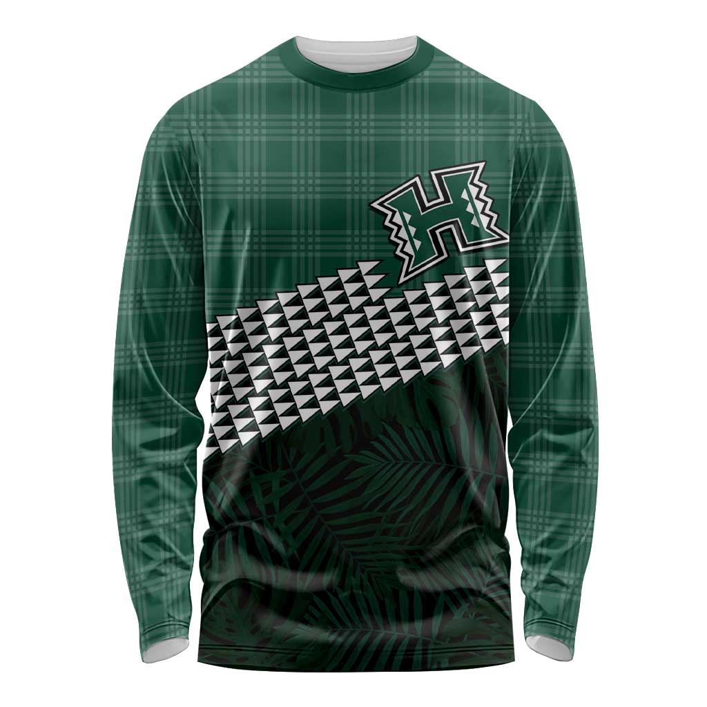 Rainbow Warriors Hawaii Personalized Palaka Long Sleeve Shirt LT7 Unisex Green - Polynesian Pride